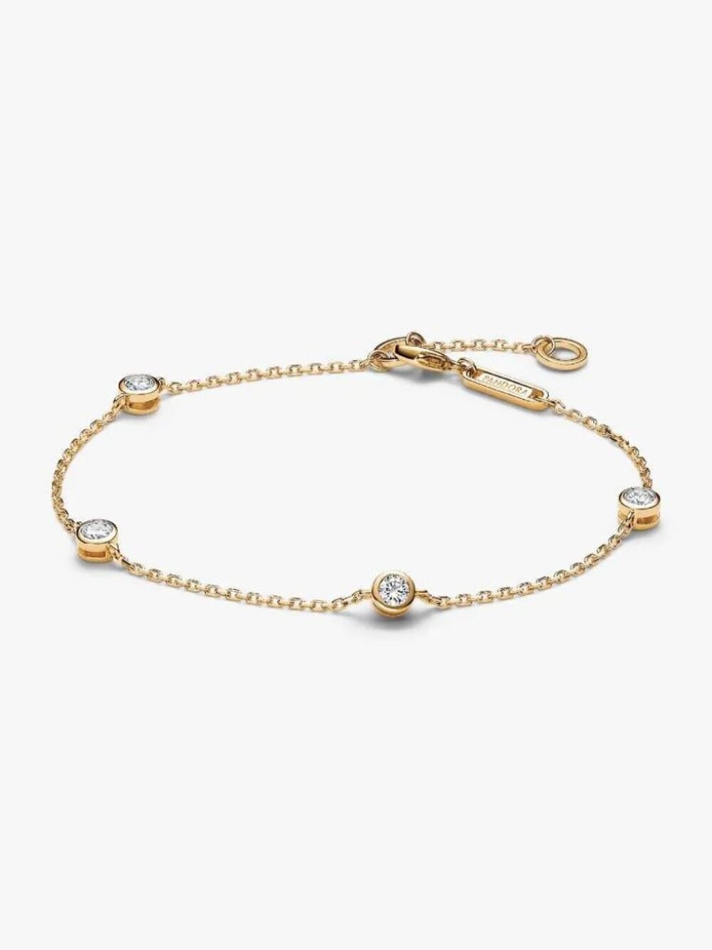 Pandora Era Bezel 14k Gold Lab-grown Diamond Station Chain Bracelet